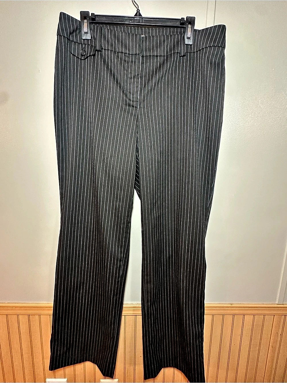 Jones New York Women's Black Pinstripe Wide Leg Pants Old Money Office Classic